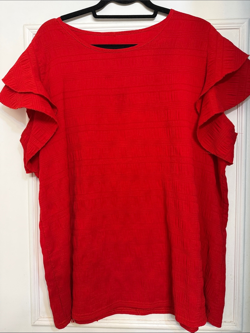 Women’s Red Ruffle Sleeve Top